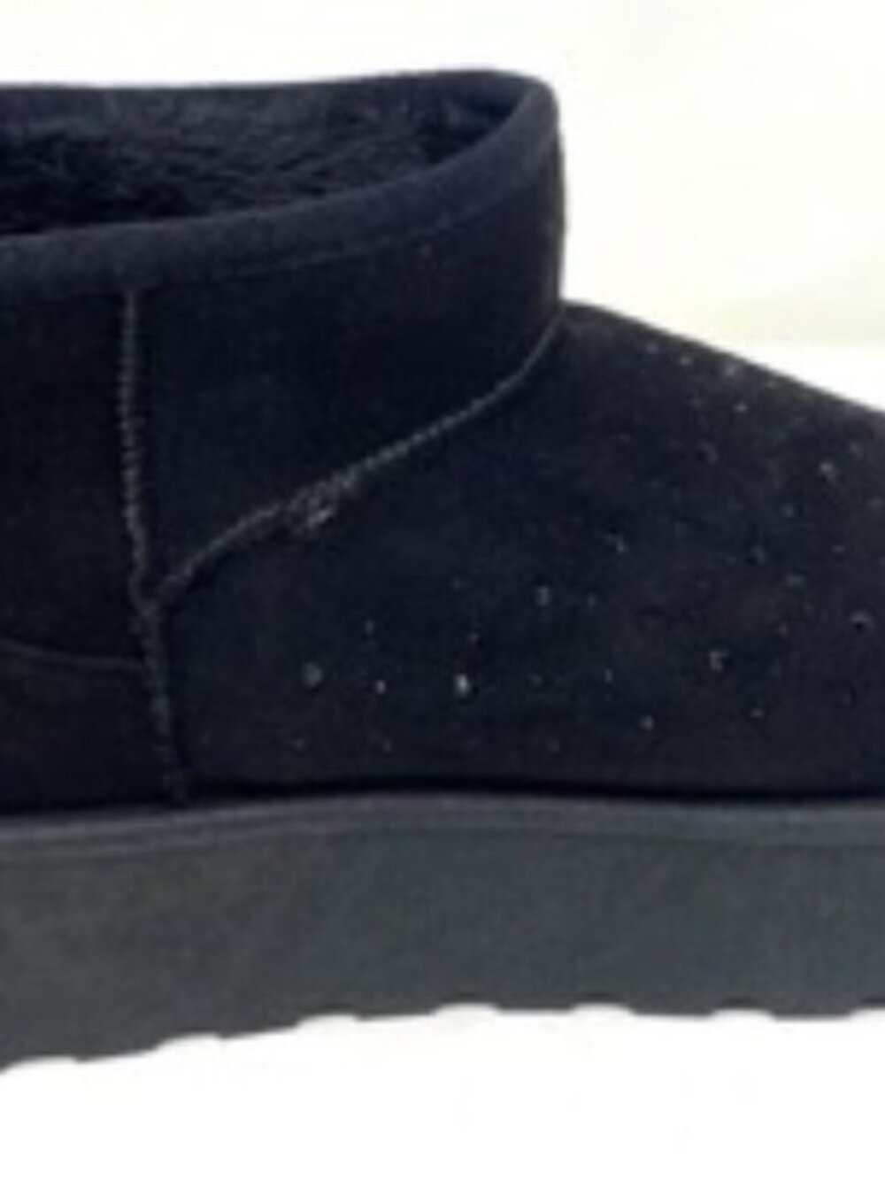 Love83 Faux Fur Platform Short Black Rhinestones Ankle Booties Black Size 7